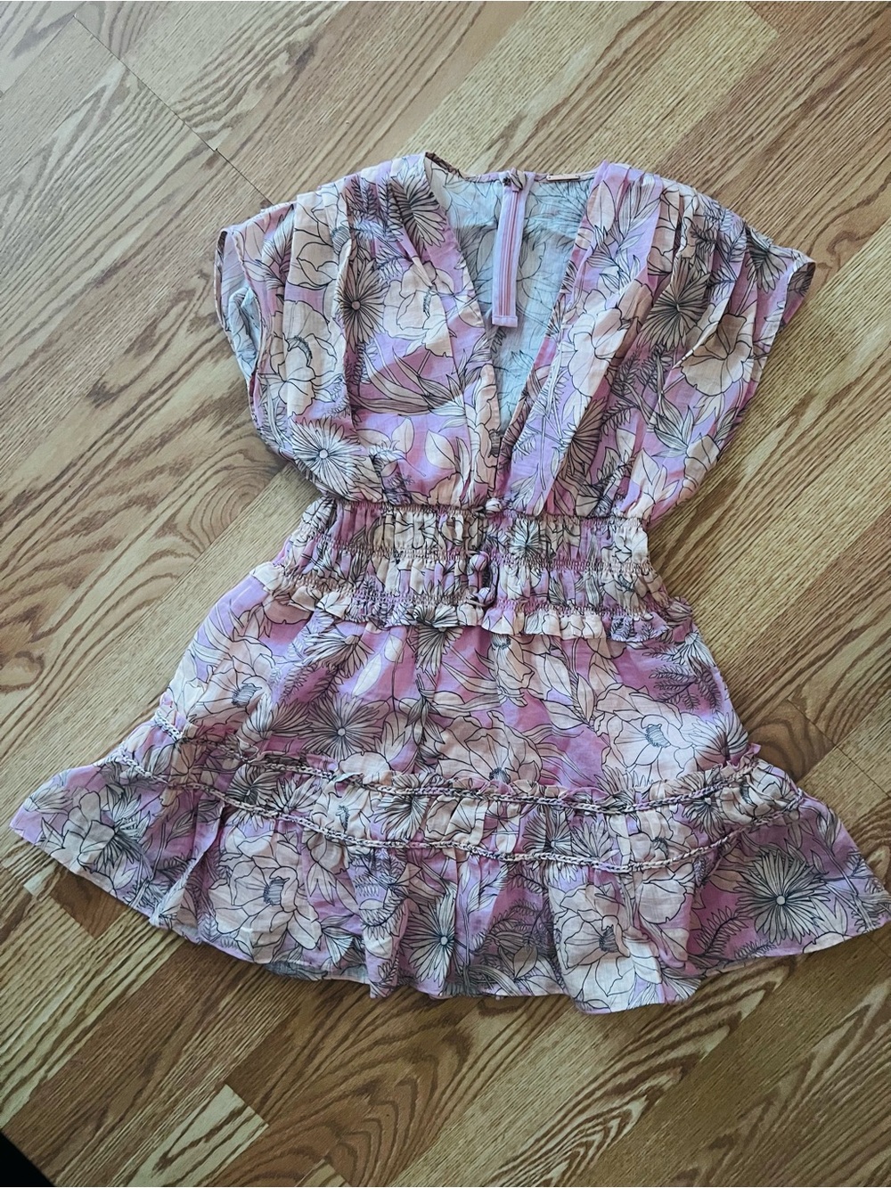 Alexis Pink Floral V-Neck Ruffle Dress